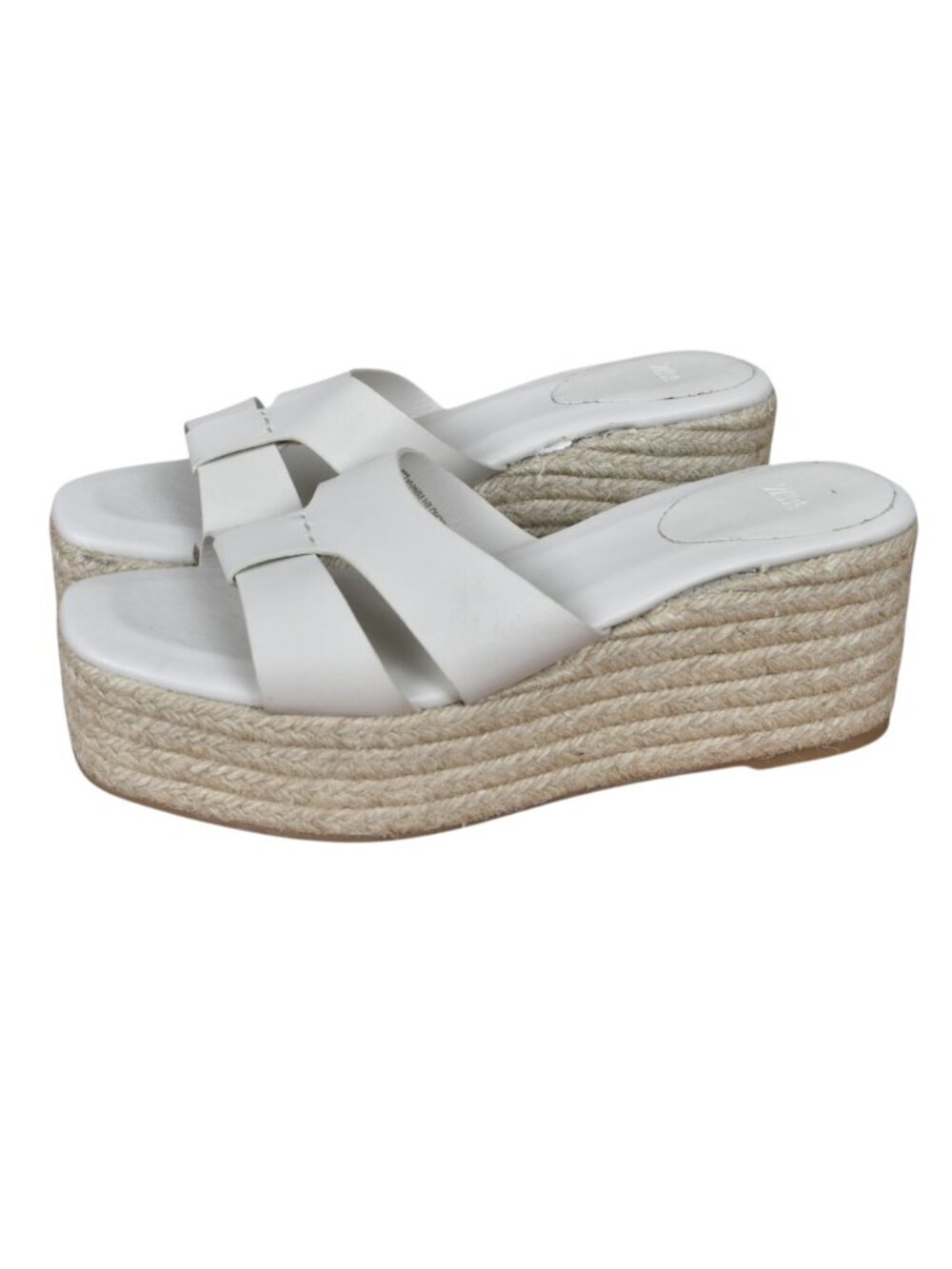Zara Wedge Espadrille White Sandal Leather Size 39